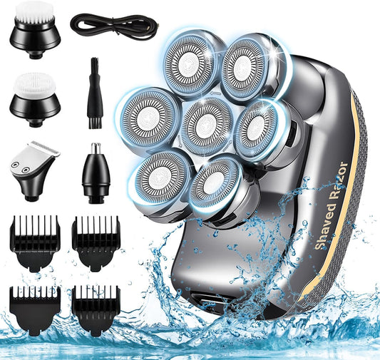 Head Shavers for Bald Men, Upgraded 7D Magnetic Bald Head Shaver, Rotary Head Shavers with LED Display, IPX7 Wet/Dry Mens Cordless Shaver Grooming Kit with Hair Clippers Beard Trimmer Nose Trimmer